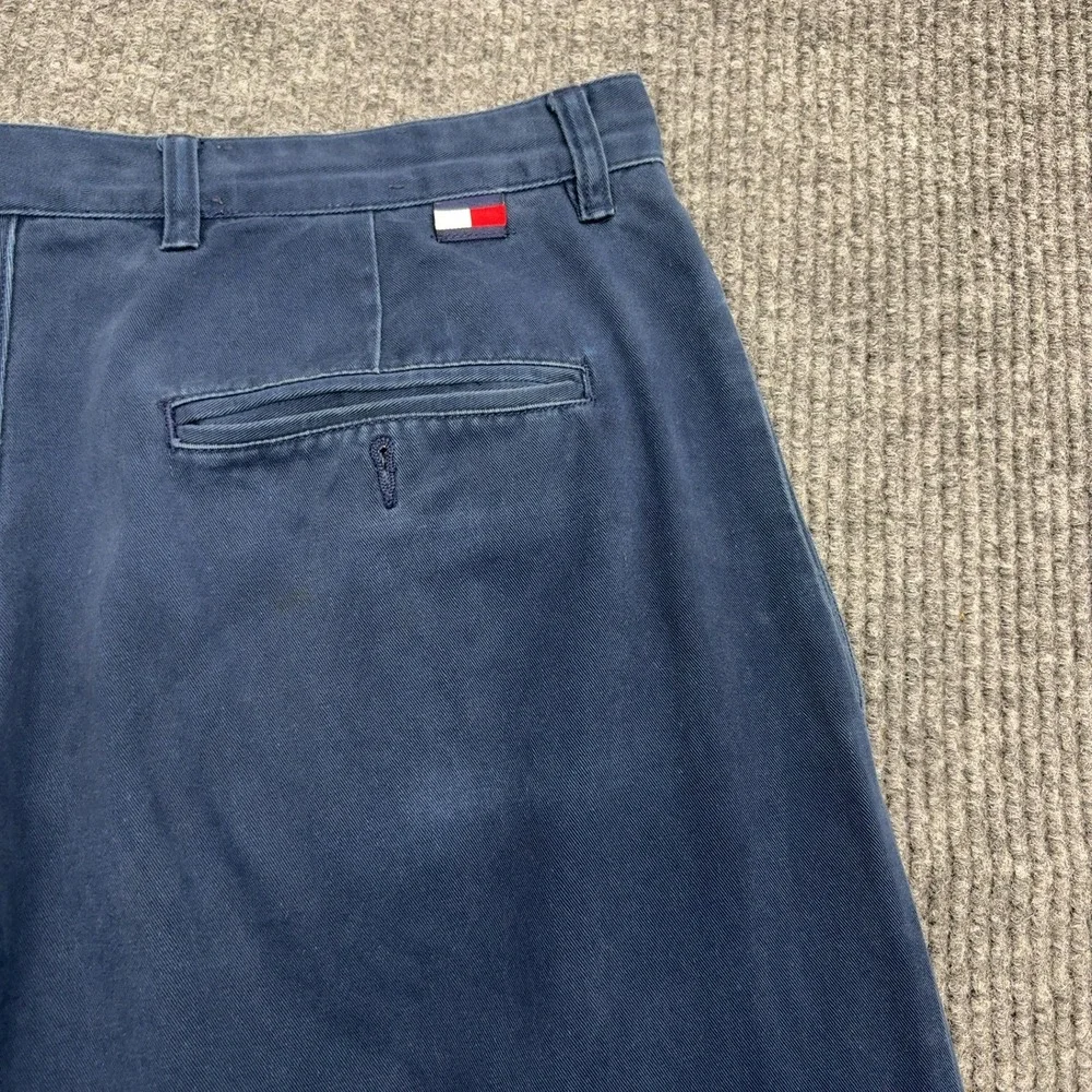 VTG Tommy Hilfiger Pants Mens 36x32 Blue Cotton Pleated‎ Chinos Casual Preppy